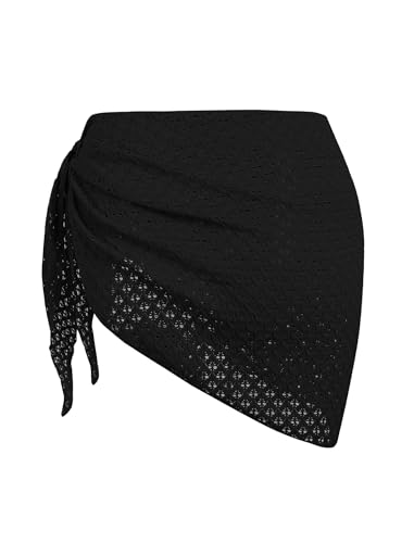 ZAFUL Women's Sheer Bikini Cover Up Mini Skirt - One Size / Black