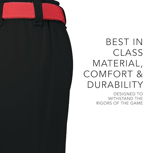 Youth Baseball Pants with Belt Loops & Pockets - Augusta Sportswear Large Black