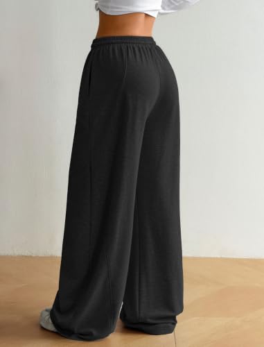 ZAFUL Womens Wide Leg Black Sweatpants Medium with Pockets - Vintage Lounge Pants