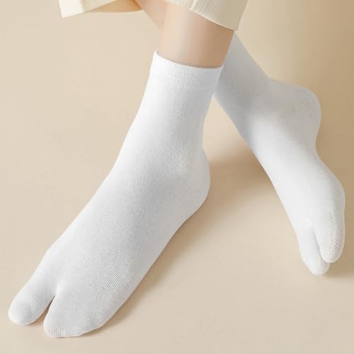 Cotton Women's Tabi Socks - Flip-Flop Split Toe - White