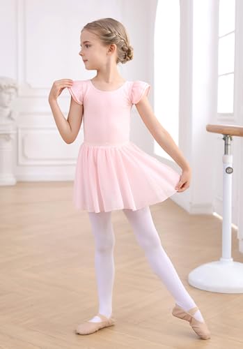 Toddler Girls Ballet Leotard with Flutter Sleeve and Tutu Skirt