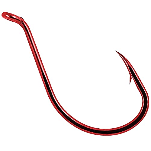 Octopus Circle Hooks - Size 8 Red - 100 Pack for Freshwater Fishing
