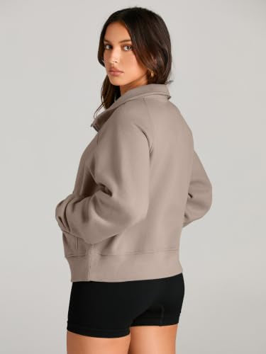 Half Zip Fleece Pullover Sweatshirt - Medium Coffeegrey