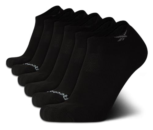 Reebok Men's Low Cut Athletic Socks 6 Pack Moisture Wicking Cushioned Performance