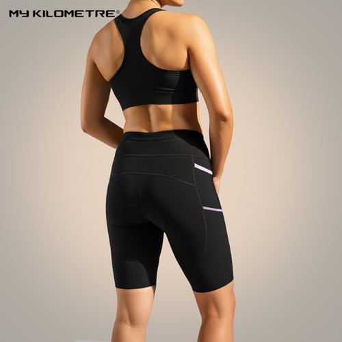 Women's Plus Size Triathlon Shorts with Pockets, 8-Inch Inseam