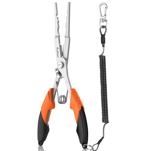 Stainless Steel Fishing Pliers with Hook Remover - Orange