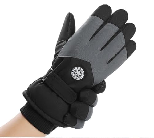 Women's Waterproof Insulated Winter Ski Gloves with Zipper - Black Grey