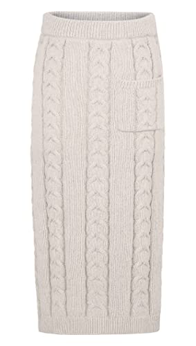 CHARTOU Women's Winter Chunky Cable Knit Long Skirt 2-Piece Outfit Set, X-Large Apricot