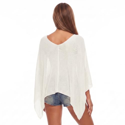 Women Yellow Sheer Crochet Poncho Shawl Lightweight Beach Cover Up One Size