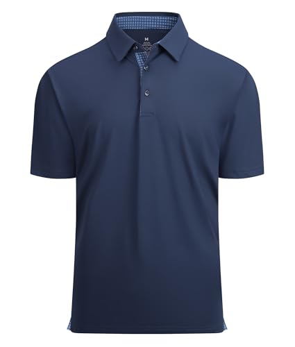 Alex Vando Men's Quick-Dry Navy Golf Polo Shirt XL Short Sleeve