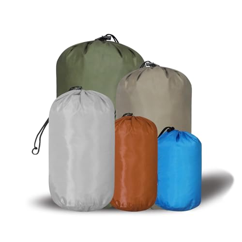 VESPERBUDDY 5-Pack Ultralight Drawstring Storage Bags for Camping & Travel, Multiple Sizes