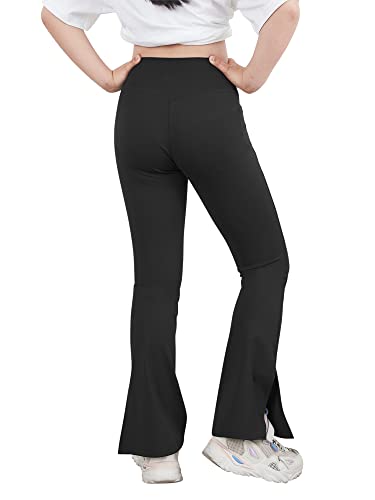 Bootcut Yoga Pants for Teen Girls with Pockets - 9-10 Years / Black