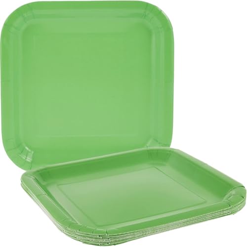 Lime Green Solid Square Paper Dinner Plates - 9" Pack of 14