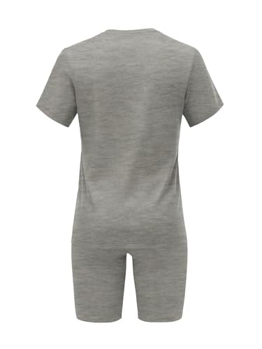 STOLKISS Women 2-Piece Striped Short Set Grey Medium Y403 Summer Casual Outfit
