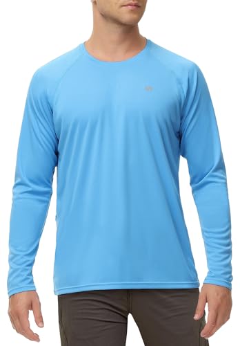 Men's Long Sleeve Rash Guard Swim Shirt - Sky Blue, Large