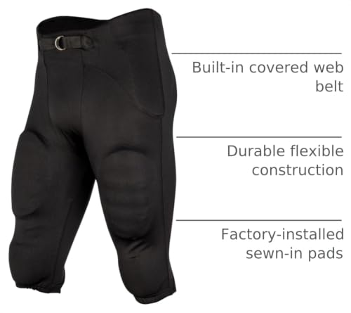 Safety Practice Football Pants with Pads - Large Black
