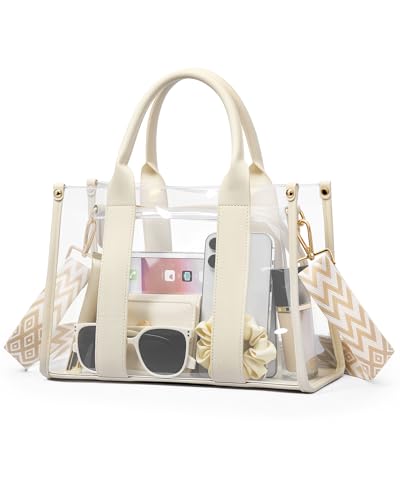 BS-VOG Clear Tote Bag for Women - Beige Stadium Event Carryall