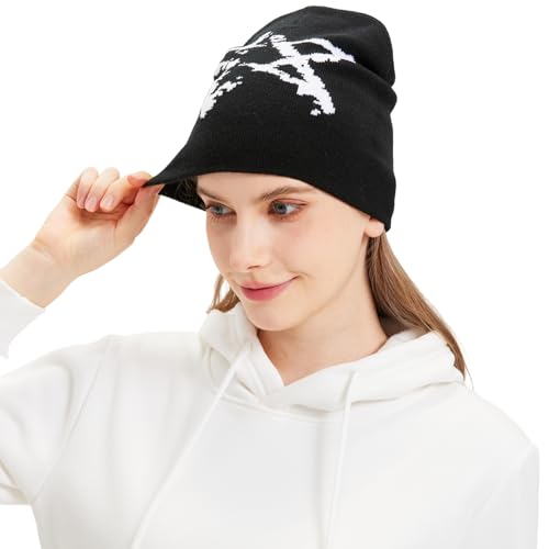 Y2K Knitted Beanie Hat - Dark Pink - Warm Winter Streetwear Cap