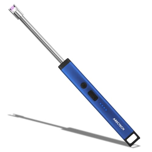 Rechargeable USB Arc Candle Lighter with LED Light - Blue