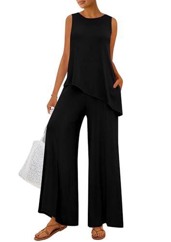PRETTYGARDEN Women's Summer 2-Piece Lounge Set, XS-XL Black