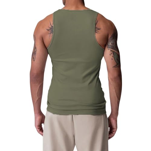 Slim Fit Men's Sleeveless V-Neck Tank Top - Small / Army Green