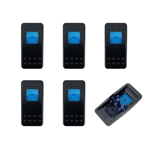 Blue 6-Pack Rocker Switch Cover Caps 49x24mm with Sticker Label for Carling Actuator Switches