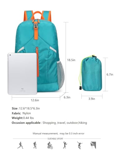 Levayhill 25L Foldable Hiking Backpack Lake Blue – Ultra Lightweight Daypack
