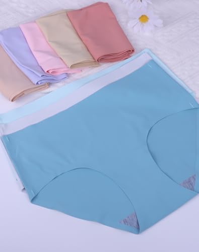 Teen Girls No Show Seamless Stretch Panties Multi-Pack - 11-12 Years / Pink White Blue Light Purple