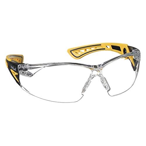 bolle SAFETY Rush+ Safety Glasses, Small Yellow & Black Frame, Clear Lenses