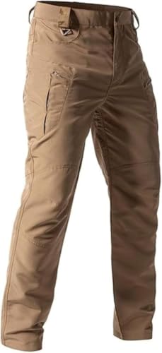 Men's Waterproof Stretch Tactical Cargo Pants - Lightweight, Large / X5-Brown