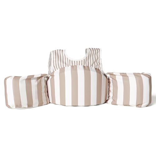 Toddler Life Vest with Colorblock Design - Tan Stripe, USCG Approved, Adjustable for Boys & Girls