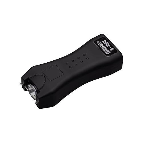 SABRE 2-in-1 Stun Gun and Flashlight and Belt Holster, Emits 1.60 Powerful Pain Inducing Microcoulombs (?C) Charge, 120 Lumen LED Flashlight, Rubberized Grip, Compact Design, Rechargeable