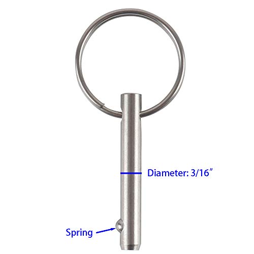 2 Pack Quick Release Pin - 316 Stainless Steel, 3/16" Diameter, 0.95" Usable Length