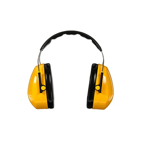 3M PELTOR Hearing Protection Optime 98 Earmuffs, Over-the-Head, H9A, 25 dB NRR, Adjustable Tilt Earcups, Stainless Steel Headband, E-A-Rfit Compatible, Pack of 1, Yellow