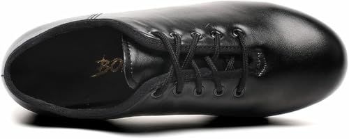 Bokimd Men's Black Leather Oxford Tap Shoes Size 11 Lace Up Dance Sneakers