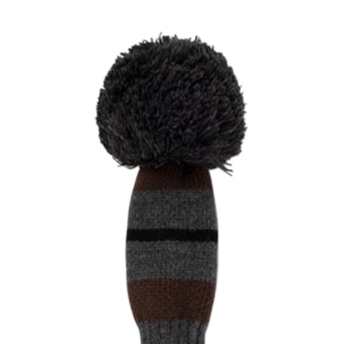 Scott Edward Knitted Golf Club Headcovers Set of 3 Grey Black Brown Stripes – Driver, Fairway, Hybrid