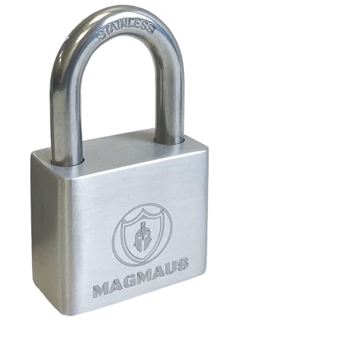 Magmaus¢ç PDL40 Heavy Duty Lock with 3 Keys - [Stainless Steel] Weatherproof Padlock for Outdoor Use - Ideal for Storage Unit, Shipping Container, Gate