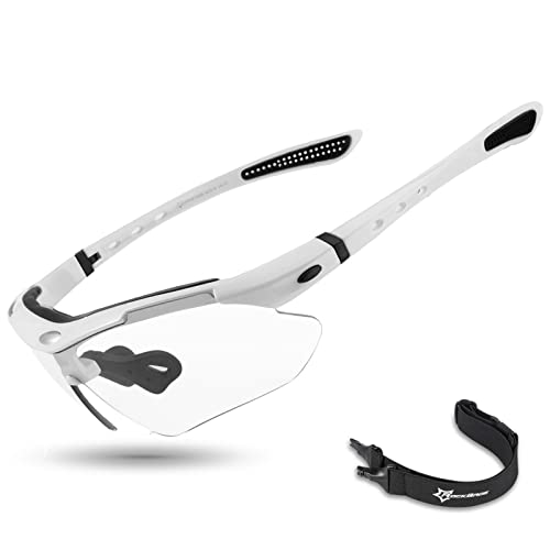 Photochromic Sports Sunglasses for Men - White, UV400 Protection