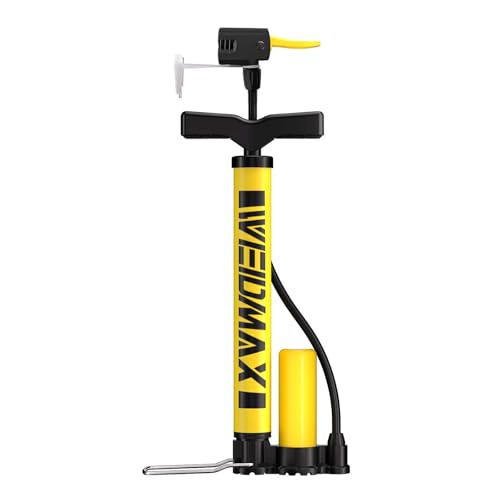 Portable Bike Pump - Hand Air Inflator for Presta & Schrader - Yellow