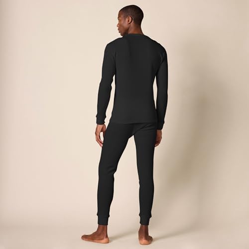 Amazon Essentials men's slim fit thermal long johns set, large/black, waffle knit