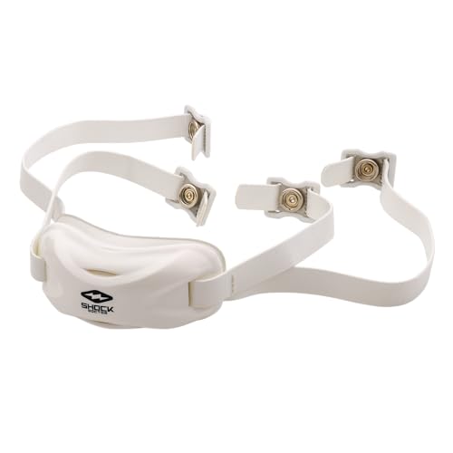 Shock Doctor Football Chin Strap – White, adjustable 4-point, youth & adult