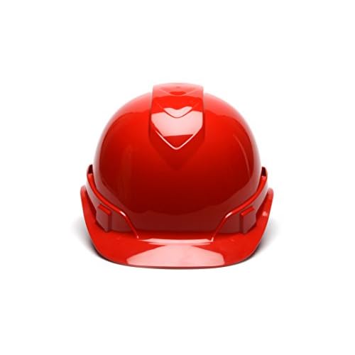 Pyramex Ridgeline Cap Style Hard Hat 4 Point Ratchet Vented Red