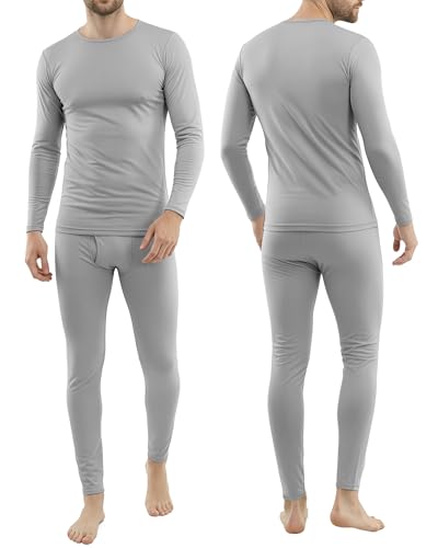 Men's Thermal Underwear Set Small Medium Grey 4-Way Stretch Base Layer
