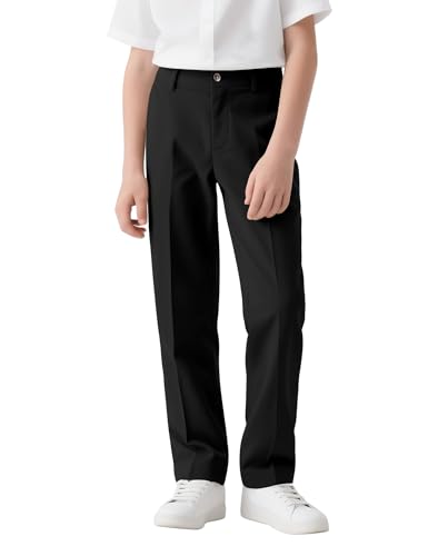 NUMYEAN Boys School Uniform Chino Pants 11-12 Years Black