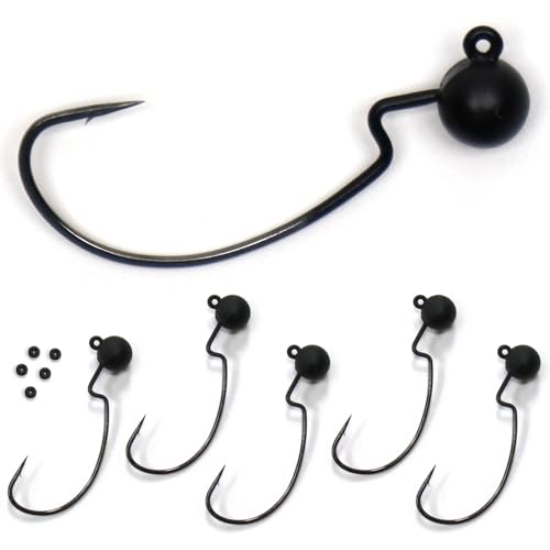 Harmony Fishing Tungsten Offset Weedless Ned Rig Jigheads 1/16oz 5 Pack