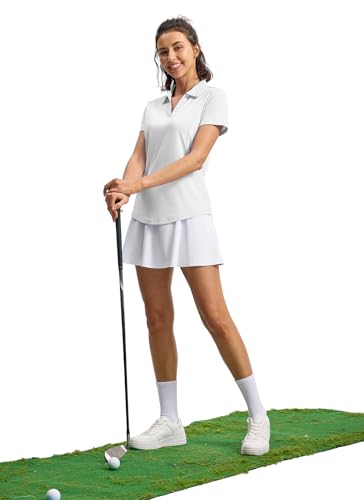 Women's Golf Polo Shirt - UPF 50+ V-Neck Dry Fit Short Sleeve