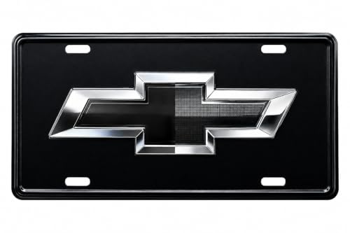 Chevrolet Black Bowtie License Plate - Gloss Black 12" x 6" Metal