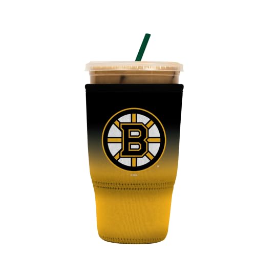 Insulated Neoprene Cup Sleeve for Iced Coffee & Soda - Boston Bruins, Large 30-32oz
