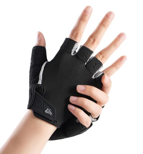 Workout Gloves for Men & Women - Full Palm Protection, Black / Large