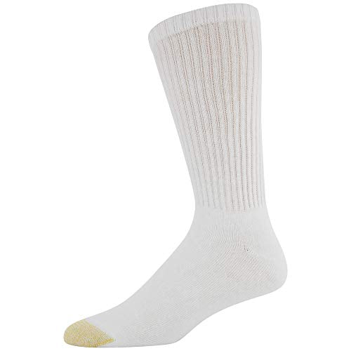 Gold Toe Men's Cotton Crew Athletic Socks 12 Pairs X-Large White - Moisture-Wicking, Cushioned Footwear